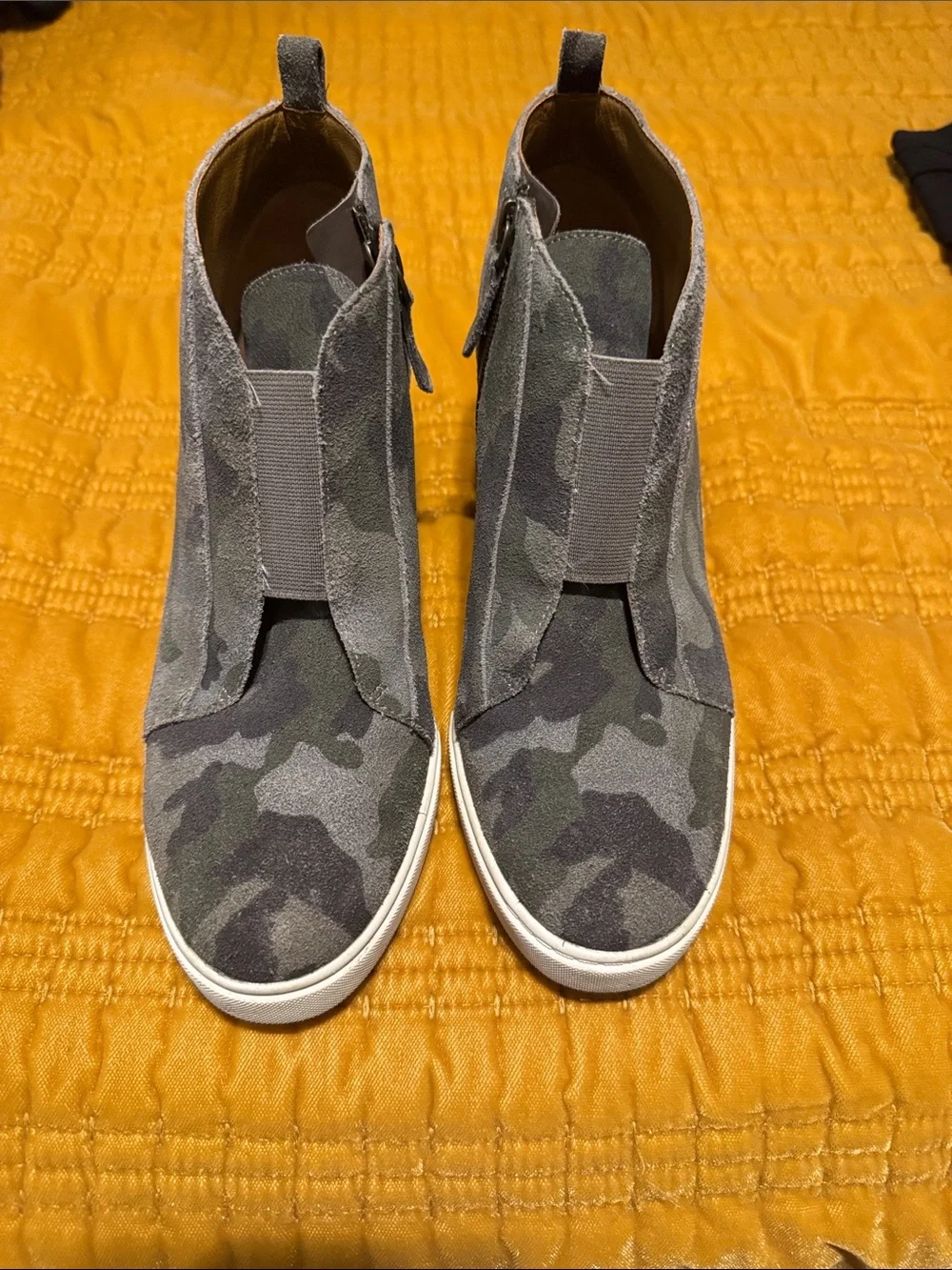 Paolo Green Camo Wedge Slip-On Sneakers